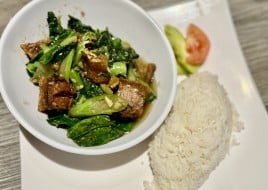 Chinese Broccoli with Crispy Pork (Served with Rice)