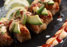 Crispy rice with spicy tuna