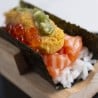 Salmon Belly With Uni Hand Roll