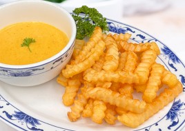 Fried With Yellow Curry Cheesy Sauce